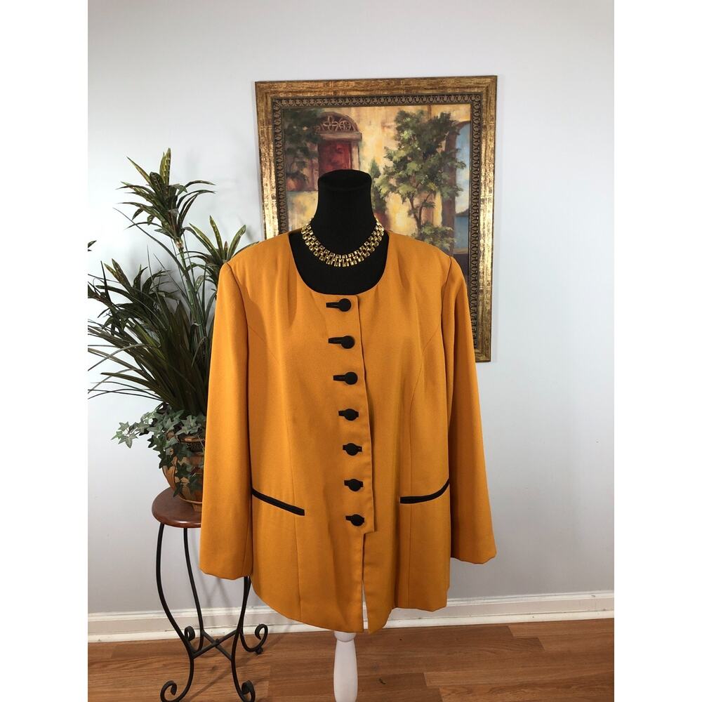 Ben Marc Blazer‎ Womens Size 18 Amber Yellow Single Breasted Preppy Versatile